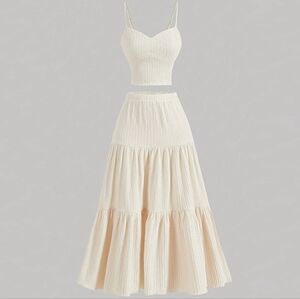 SHEIN MOD Crop Tank & Maxi Skirt Set In Apricot